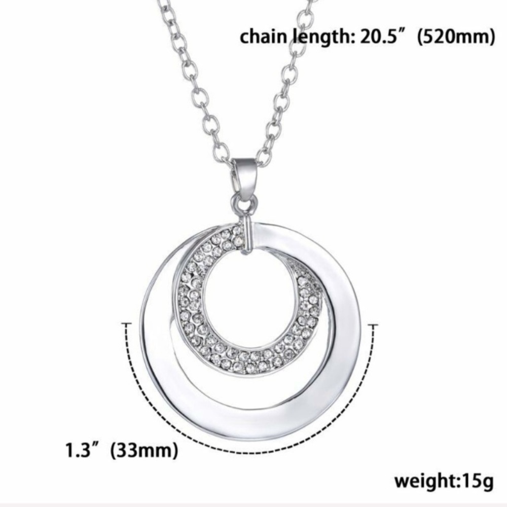 Crystal Rhinestone Silver Plated Pendant Necklace - Picture 4 of 4